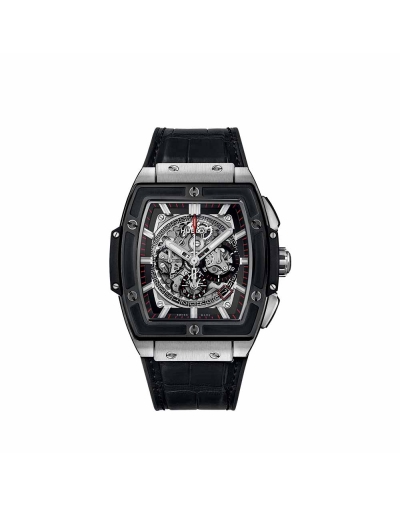 Montre Hublot Spirit of Big Bang automatique cadran noir bracelet en caoutchouc et cuir noir 45 mm
