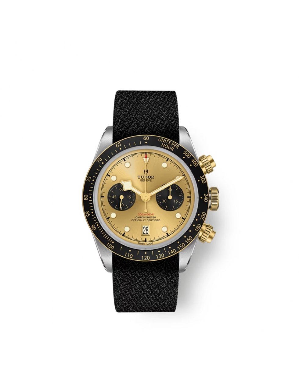 Montre Tudor Black Bay Chrono S&G automatique cadran champagne bracelet en tissu noir 41 mm