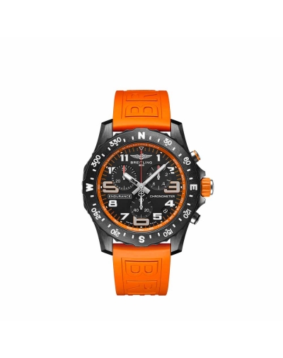 Montre Breitling Endurance Pro SuperQuartz™ cadran noir bracelet caoutchouc orange 44 mm