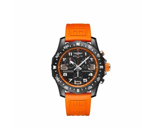 Montre Breitling Endurance Pro SuperQuartz™ cadran noir bracelet caoutchouc orange 44 mm