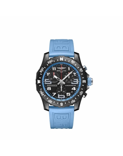 Montre Breitling Endurance Pro SuperQuartz™ cadran noir bracelet caoutchouc bleu 44 mm
