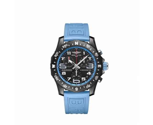 Montre Breitling Endurance Pro SuperQuartz™ cadran noir bracelet caoutchouc bleu 44 mm
