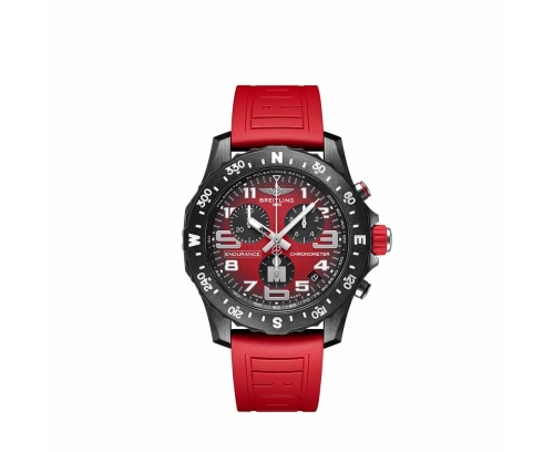 Montre Breitling Endurance Pro Edition IRONMAN® SuperQuartz™ chronographe cadran rouge bracelet caoutchouc rouge 44mm