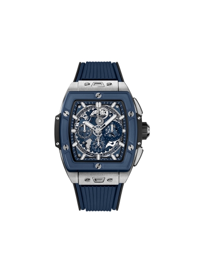 Montre Hublot Big Bang Titanium Blue Ceramic automatique cadran en saphir bracelet en caoutchouc noir et bleu 42 mm