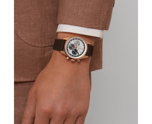 Montre Zenith Chronomaster Original automatique cadran blanc mat bracelet en cuir de veau marron 38 mm