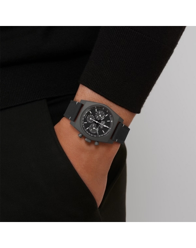 Montre Zenith Chronomaster Revival Shadow automatique cadran noir bracelet caoutchouc noir effet cordura 37 mm