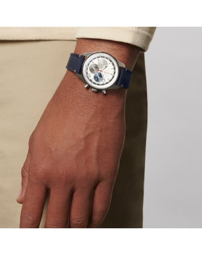 Montre Zenith Chronomaster Original automatique cadran blanc mat bracelet en cuir de veau nubuck bleu 38 mm