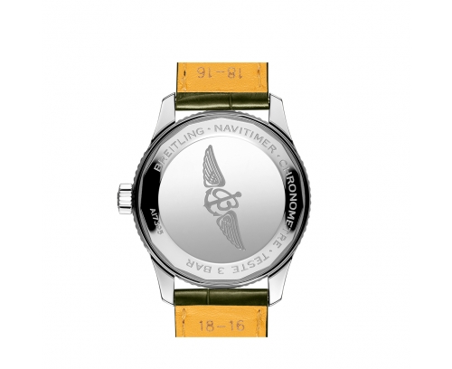 Montre Breitling Navitimer Automatic cadran vert menthe bracelet en cuir d’alligator vert 35 mm