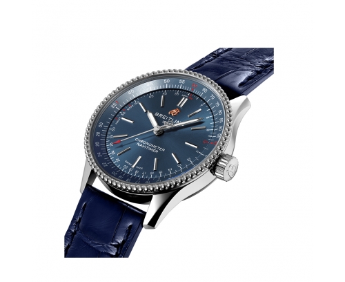 Montre Breitling Navitimer Automatic cadran bleu bracelet en cuir d’alligator bleu 35 mm
