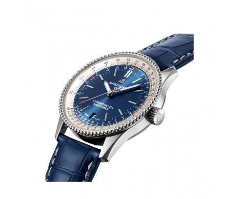 Montre Breitling Navitimer Automatic cadran bleu bracelet en cuir d’alligator bleu 38 mm