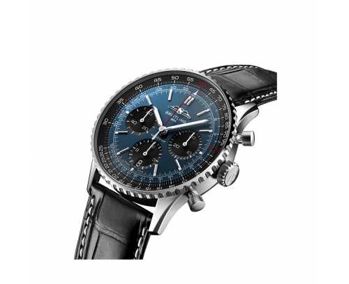 Montre Breitling Navitimer B01 automatique cadran bleu bracelet en cuir d’alligator noir 41 mm