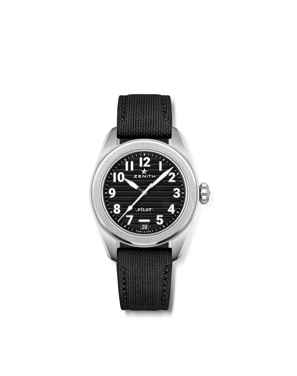 Montre Zenith Pilot Automatic cadran noir bracelet caoutchouc noir 40 mm