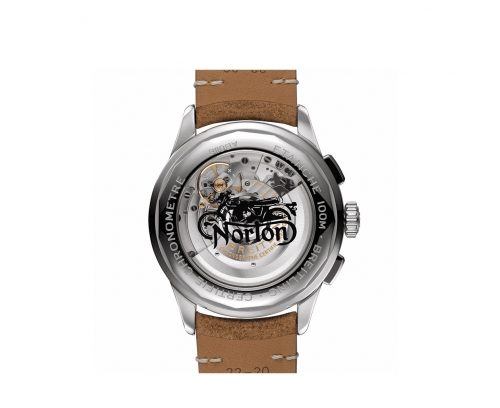Montre Breitling Premier B01 Chronograph automatique cadran noir Norton bracelet en cuir de veau brun 42 mm