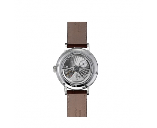 Montre Pequignet Attitude automatique cadran blanc opalin bracelet en cuir brun 39 mm
