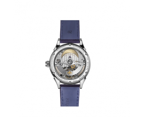 Montre Pequignet Royale GMT automatique cadran gris anthracite bracelet en cuir noir 42 mm