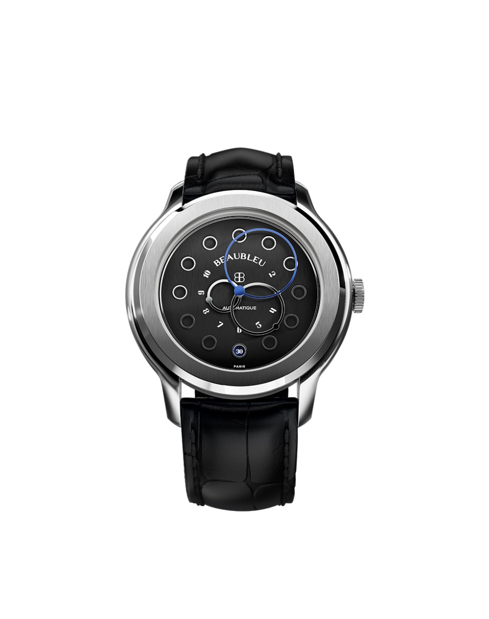 Montre Beaubleu Vitruve Date Noir automatique cadran noir bracelet en cuir italien noir ou acier inoxydable 39 mm Montre Beaubleu Vitruve Date Noir automatique cadran noir bracelet en cuir italien noir ou acier inoxydable 39 mm