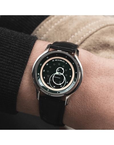 Montre Beaubleu Vitruve GMT Vert automatique cadran vert bracelet en cuir noir ou en acier inoxydable 39 mm