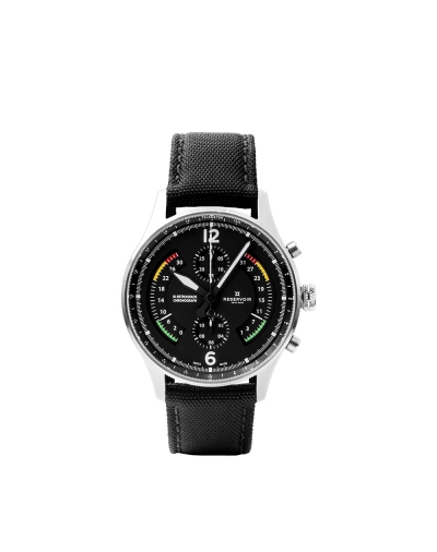 Montre Reservoir Airfight Chronograph automatique cadran noir bracelet en cuir et toile noir 43 mm