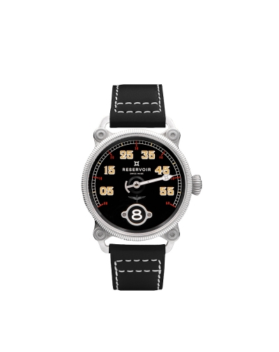 Montre Reservoir Black Sparrow automatique cadran noir bracelet en cuir Barénia noir 42 mm