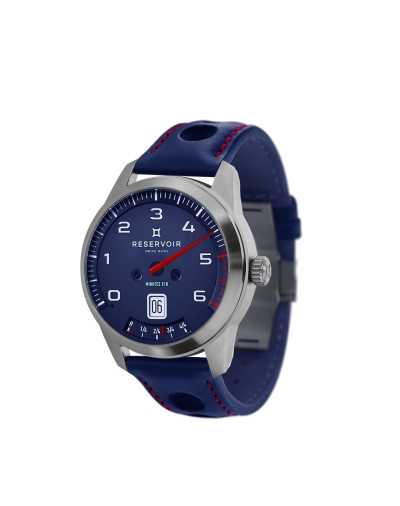Montre Reservoir GT Tour Blue Edition automatique cadran bleu bracelet en cuir de veau bleu de course perforé 43 mm