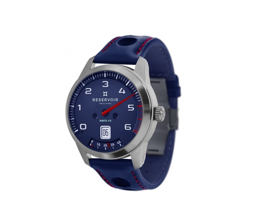 Montre Reservoir GT Tour Blue Edition automatique cadran bleu bracelet en cuir de veau bleu de course perforé 43 mm