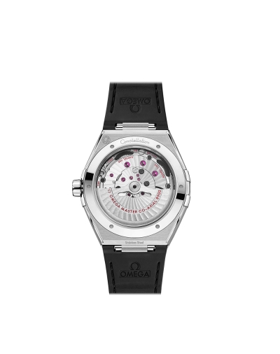 Montre Omega Constellation automatique cadran gris bracelet caoutchouc noir 41mm