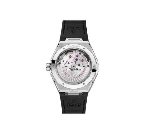 Montre Omega Constellation automatique cadran gris bracelet caoutchouc noir 41mm