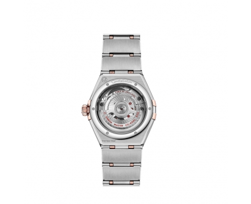 Montre Omega Constellation automatique cadran blanc bracelet acier et Or Sedna 29mm
