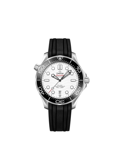 Montre Omega Seamaster Diver 300M automatique cadran blanc bracelet caoutchouc noir 42mm
