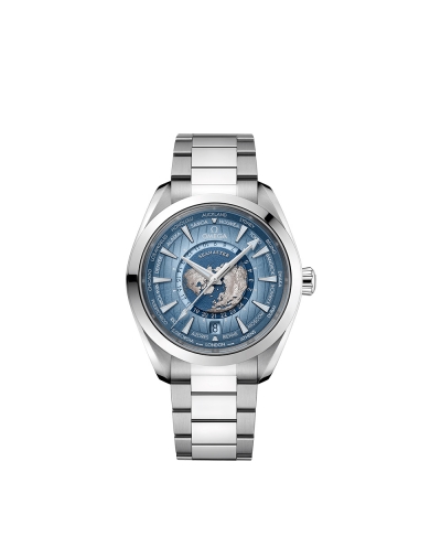 Montre Omega Seamaster Aqua Terra Worldtimer 150M automatique cadran bleu bracelet acier 43mm