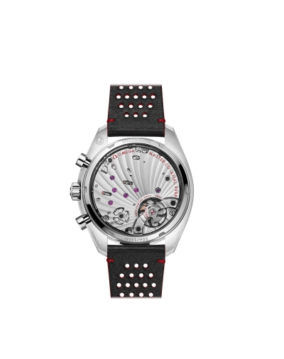 Montre Omega Speedmaster Chronoscope Chronographe manuel cadran verre saphir bracelet en cuir noir perforé 43mm