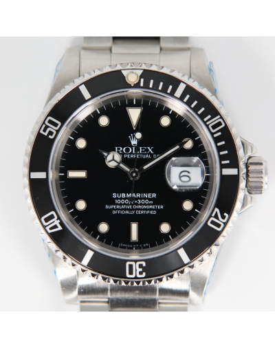 Montre Rolex Submariner Date 1991 automatique acier cadran noir bracelet acier Oyster 40mm