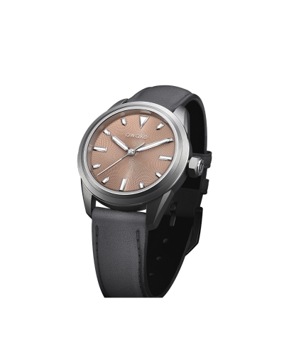 Montre Awake Summetria Copper automatique cadran cuivre bracelet cuir noir 40mm