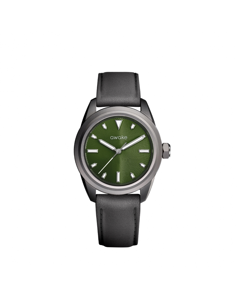 Montre Awake Summetria Khaki automatique cadran kaki bracelet cuir noir 40mm Montre Awake Summetria Khaki automatique cadran kaki bracelet cuir noir 40mm