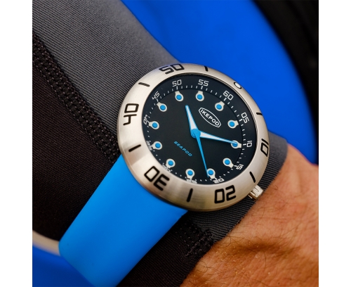Montre Ikepod Seapod S002 Jacques automatique cadran bleu bracelet bleu en silicone 46 mm