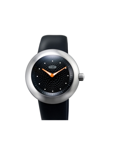 Montre Ikepod Duopod Dots SKS quartz cadran noir bracelet noir en silicone 42 mm