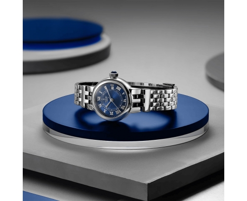 Montre Tudor Clair de rose automatique cadran bleu bracelet acier 34 mm