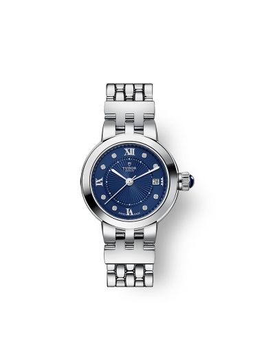 Montre Tudor Clair de Rose automatique cadran bleu index diamants bracelet acier 26 mm