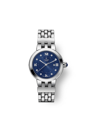 Montre Tudor Clair de Rose automatique cadran bleu index diamants bracelet acier 30 mm