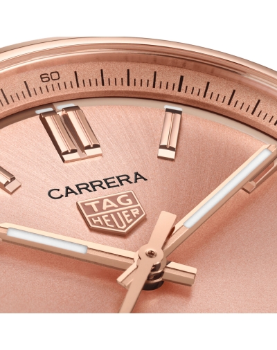 Montre TAG Heuer Carrera Date automatique cadran rose bracelet acier et or rose  36 mm