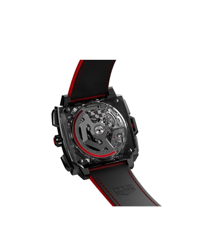 Montre TAG Heuer Monaco Split-Seconds Chronograph automatique cadran opalin bracelet en cuir rouge 41 mm
