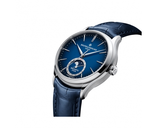 Montre Baume & Mercier Clifton automatique cadran bleu bracelet cuir bleu 39 mm