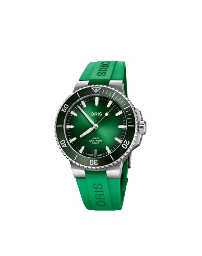 Montre Oris Aquis Date Calibre 400 automatique cadran vert bracelet caoutchouc vert 43,50 mm