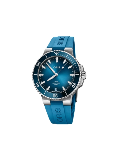 Montre Oris Aquis Date Calibre 400 automatique cadran bleu bracelet caoutchouc bleu 43,50 mm