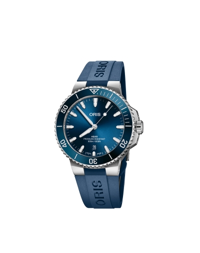 Montre Oris Aquis Date automatique cadran bleu bracelet caoutchouc bleu 43,50 mm