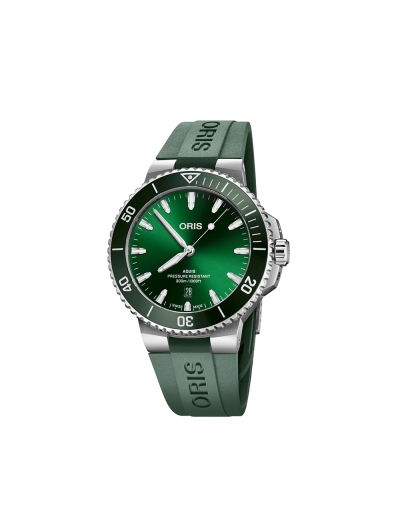 Montre Oris Aquis Date automatique cadran vert bracelet caoutchouc vert 43,50 mm