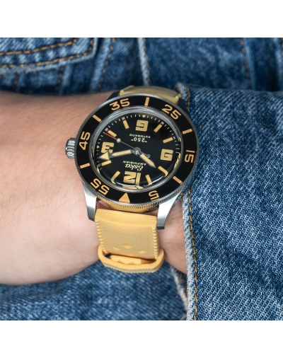 Montre Eska Amphibian 250 Black Shark boîtier en acier, 40 mm, bracelet en acier