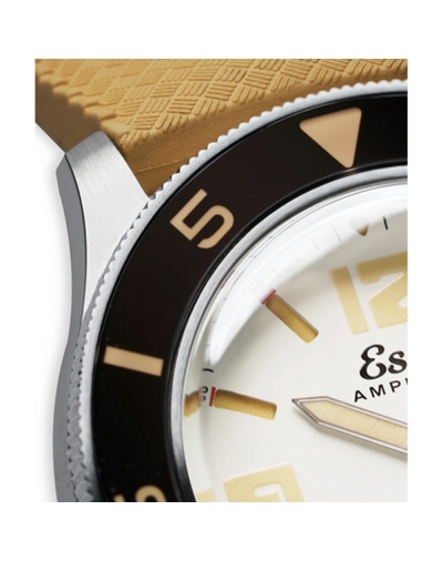 Montre Eska Amphibian 250 White Shark boîtier en acier, 40 mm, bracelet tropic de couleur sable