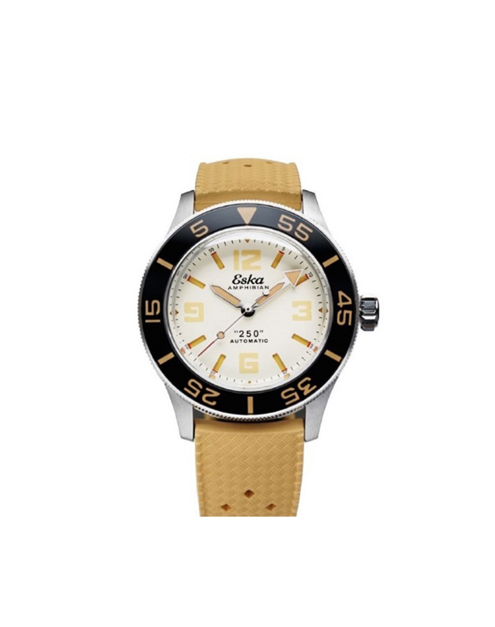 Montre Eska Amphibian 250 White Shark boîtier en acier, 40 mm, bracelet tropic de couleur sable