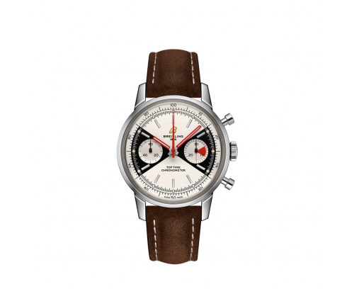 Montre Breitling Top Time Limited Edition automatique cadran blanc bracelet cuir de veau brun 41 mm